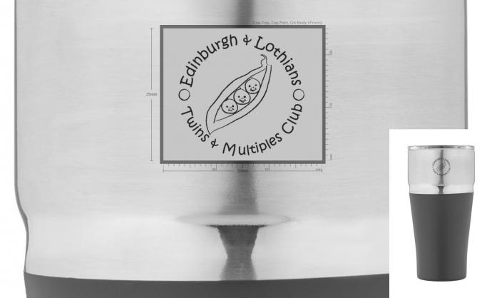 Edinburgh Twins Club branded travel mug