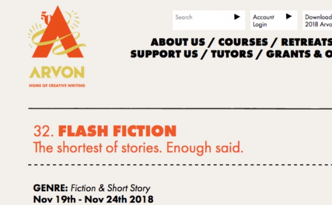Funding places on Arvon Flash Fiction Course