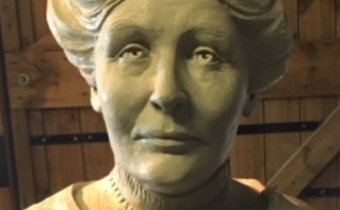 Bronze portrait of Emmeline Pankhurst