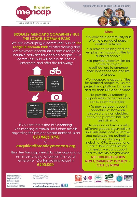 Bromley Mencap's Community Hub a Charities crowdfunding project in Bromley by Jane Barnes