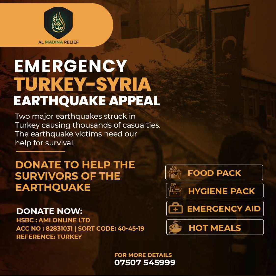 Al Madina Relief Turkey & Syria Earthquake Appeal! a Personal Causes