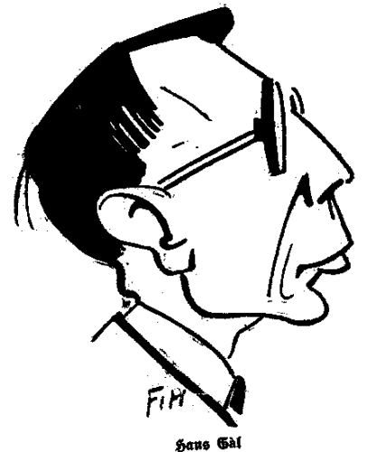 Caricature of Hans Gál, 1927