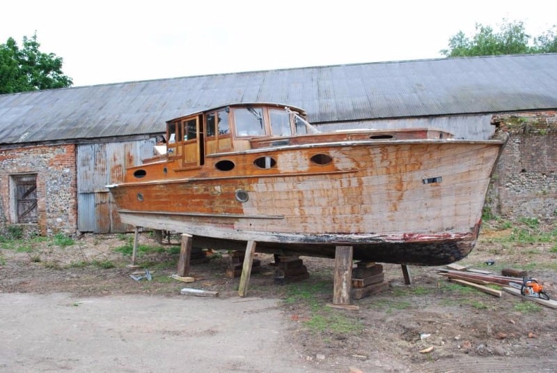vintage wooden boat restoration - norfolk broads, a