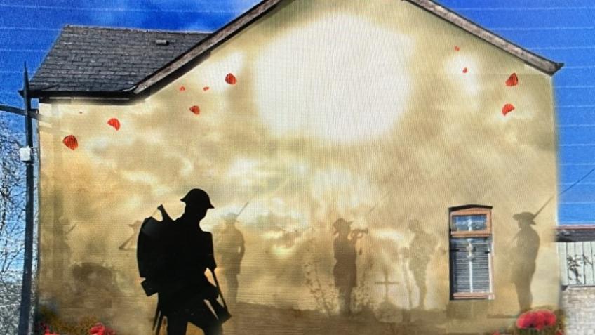 MURAL ON WALL ADJACENT TO ABERTILLERY WAR MEMORIAL