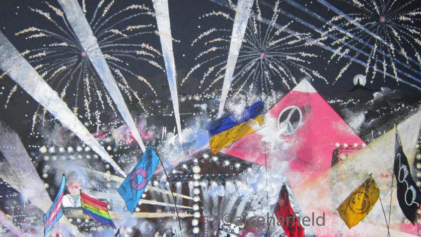 Alce Harfield painting for Bath Welcomes Refugees