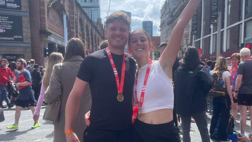 Tom and Lydia running the Manchester 10K!