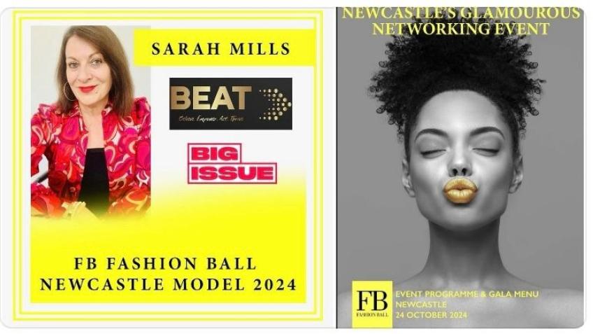 Sarah Mills Walks the Runway to Support Big Issue
