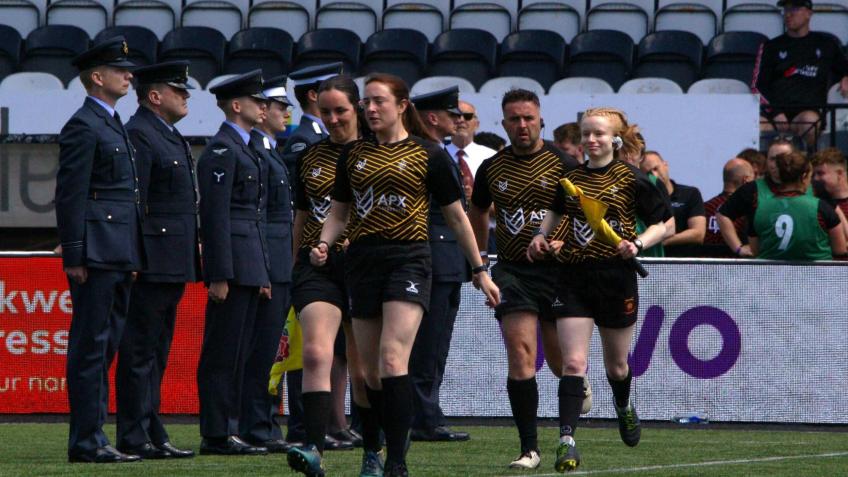 Win the match ball from the women's AFD game