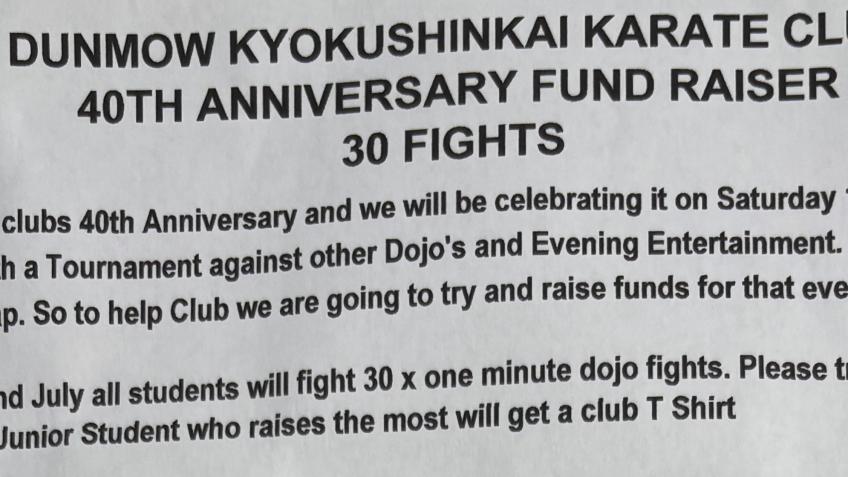 Dunmow Kyokushinkai Karate Club 40th Anniversary