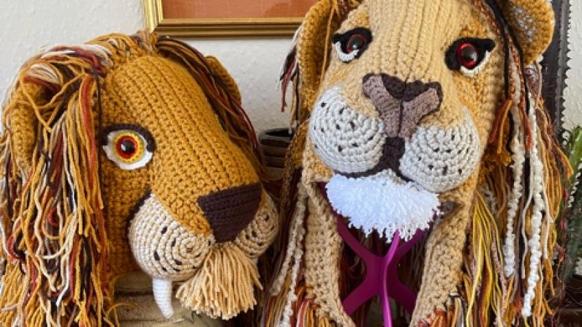 Win a crochet lion hat or one of 2 crochet labubus