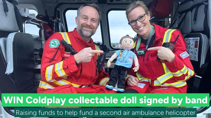 WIN Coldplay collectable doll signed by band