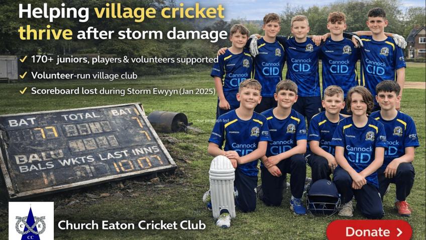 Storm Damaged Scoreboard - Help Church Eaton CC