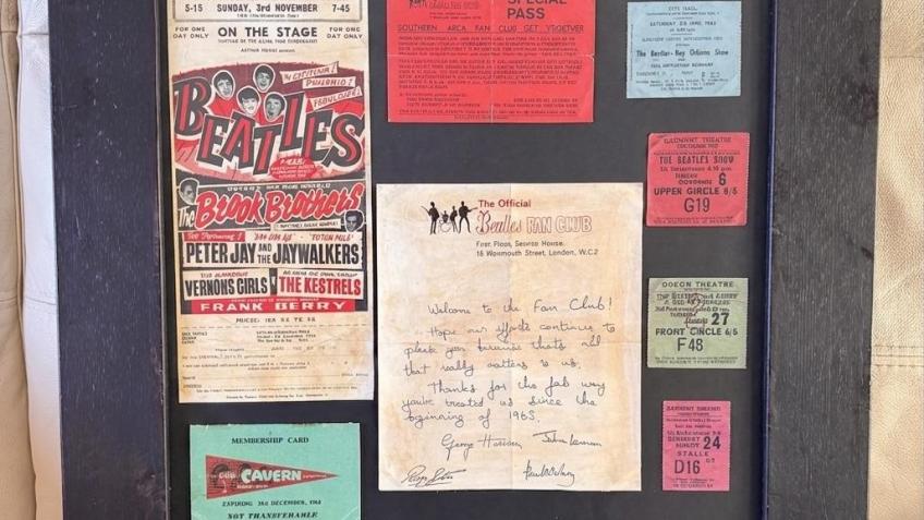 BEATLES MEMORABILIA + CLUB LETTER WITH SIGNATURES