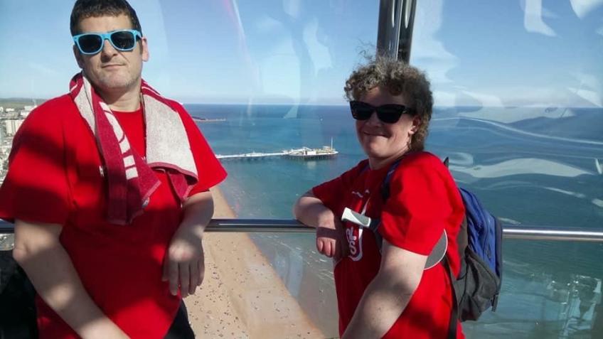 Gary and Fred abseiling off the i360
