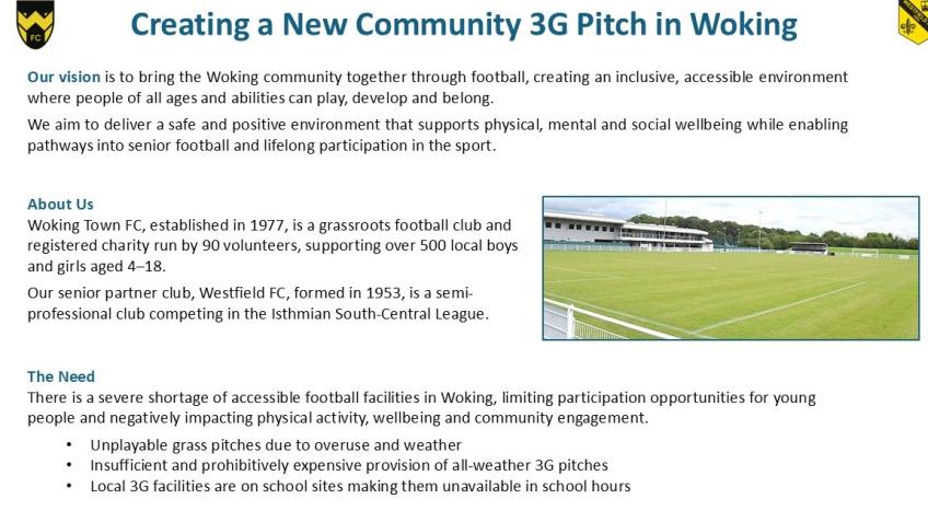 Woking Town Football Club Community 3G Project