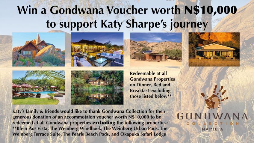 Win a N$10,000 Gondwana Voucher to support Katy!