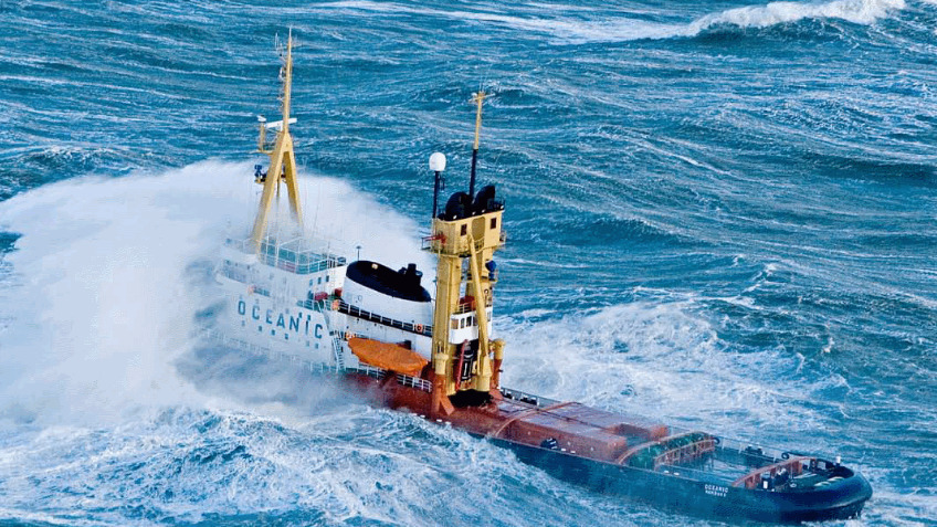 CALL TO STATION A LARGE SALVAGE TUG OFF CORNWALL