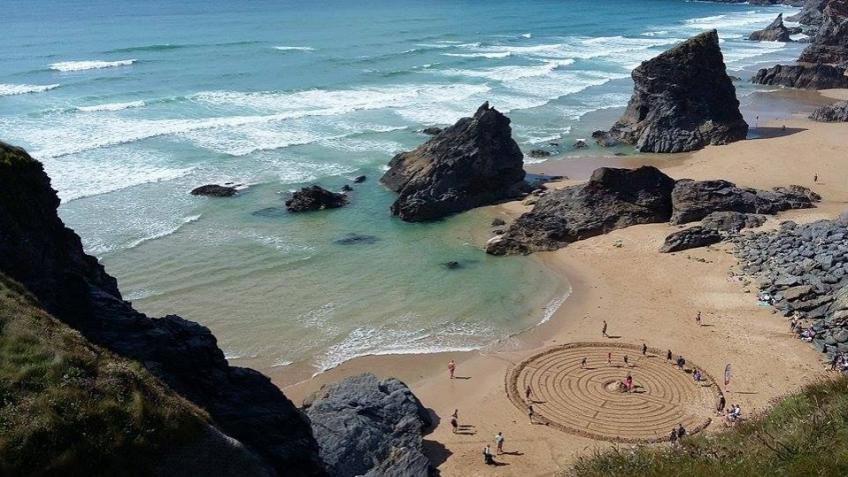 Beach Labyrinth marks 60 Years of AONB in Cornwall