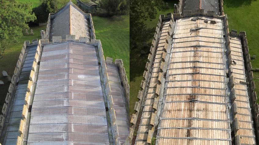A new roof for St Mary's Whaddon after lead theft