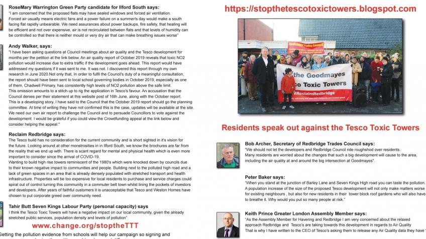 Legal Fees to stop the Tesco Toxic Towers